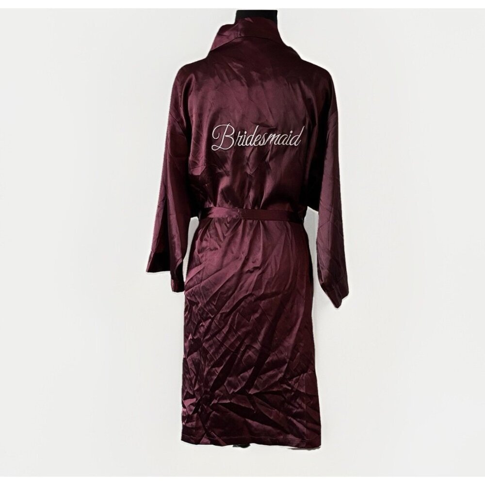 David’s Bridal Satin Robe BRIDESMAID Burgundy Women’s L/XL Bachelorette NWT READ